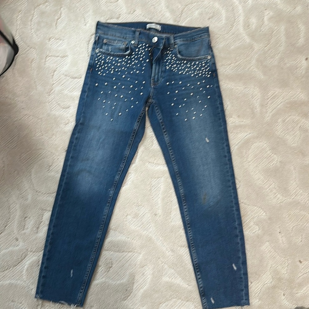 Pearl embellished jeans